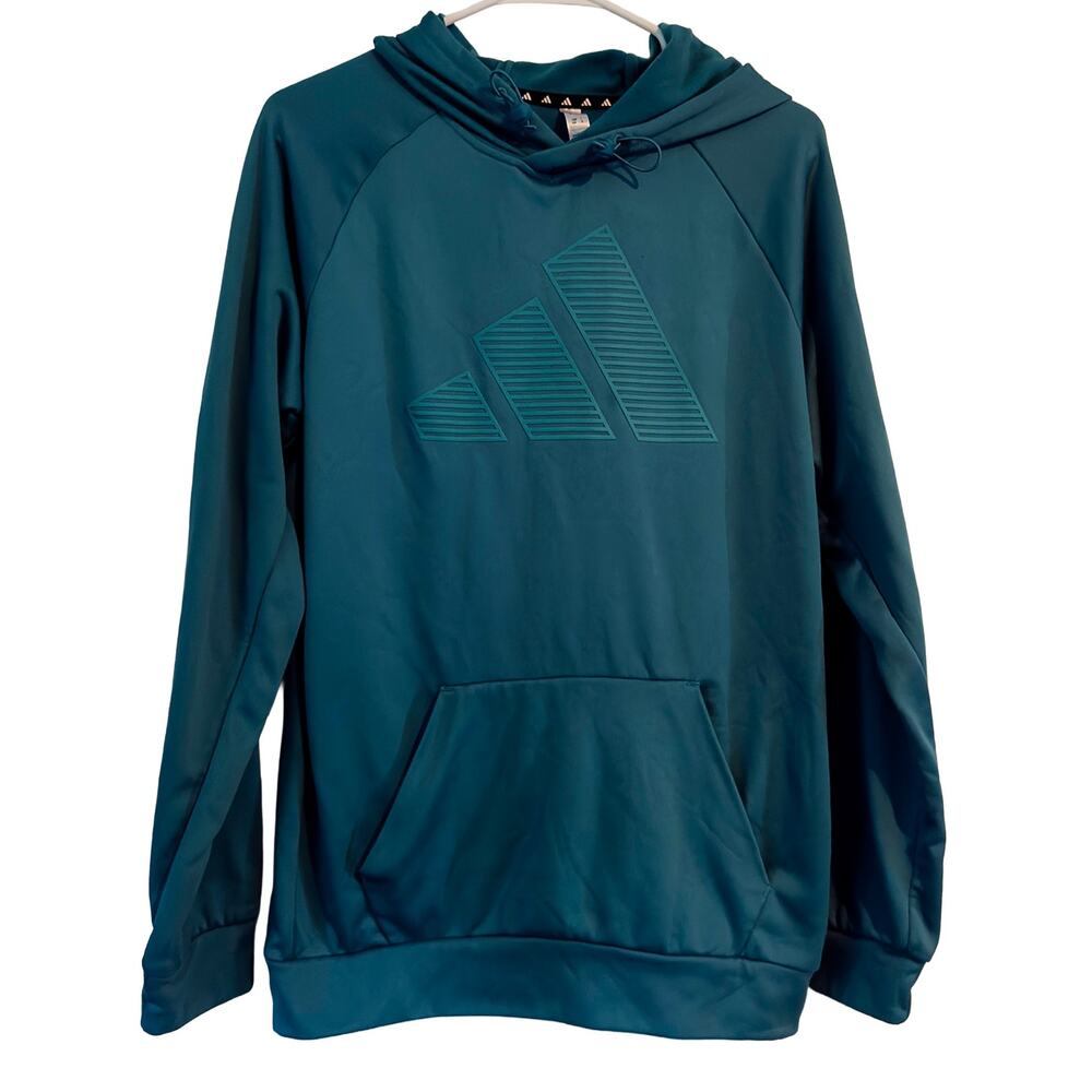 Adidas Active Fleece-Lined Pullover Hoodie Arctic Blue Teal Men's Medium